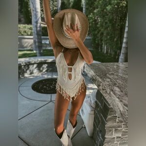 NWT Jasmine Romero The Fringe One-Piece Swimsuit and/or Bodysuit, Cloud